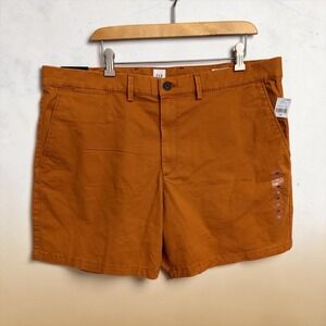 Gap Mens Essential Khaki 7 Inch Shorts Orange Golden Oak Size 38 NWT